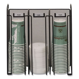 Onyx Breakroom Organizers, 3 Compartments, 12.75 x 4.5 x 13.25, Steel Mesh, Black