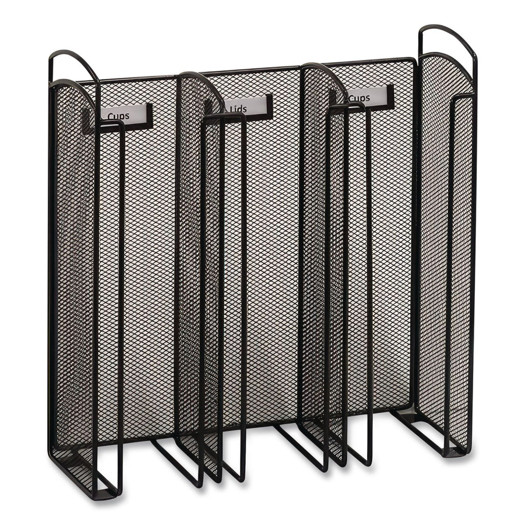 Onyx Breakroom Organizers, 3 Compartments, 12.75 x 4.5 x 13.25, Steel Mesh, Black