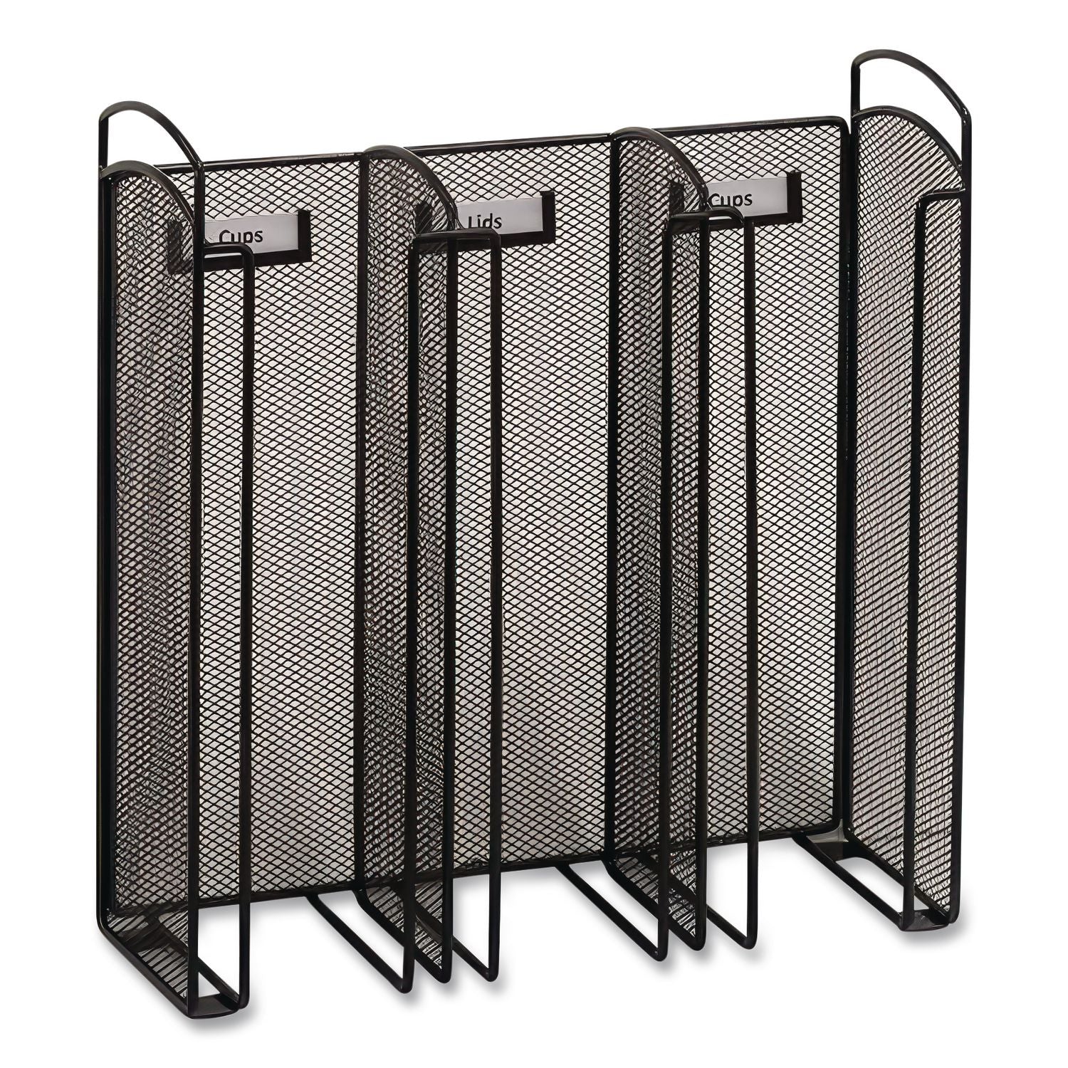 Onyx Breakroom Organizers, 3 Compartments, 12.75 x 4.5 x 13.25, Steel Mesh, Black