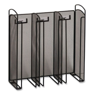 Onyx Breakroom Organizers, 3 Compartments, 12.75 x 4.5 x 13.25, Steel Mesh, Black