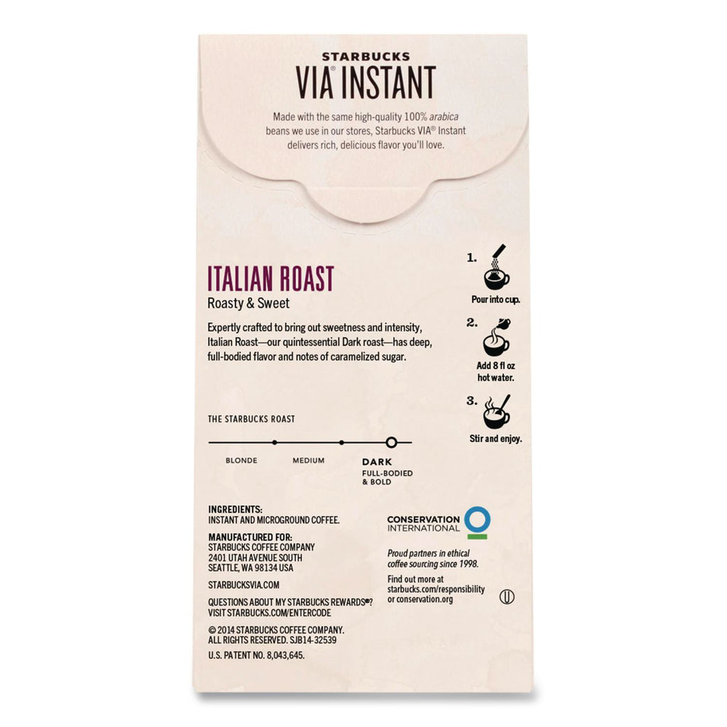 VIA Ready Brew Coffee, 0.11 oz, Italian Roast, 8/Pack, 12 Packs/Carton
