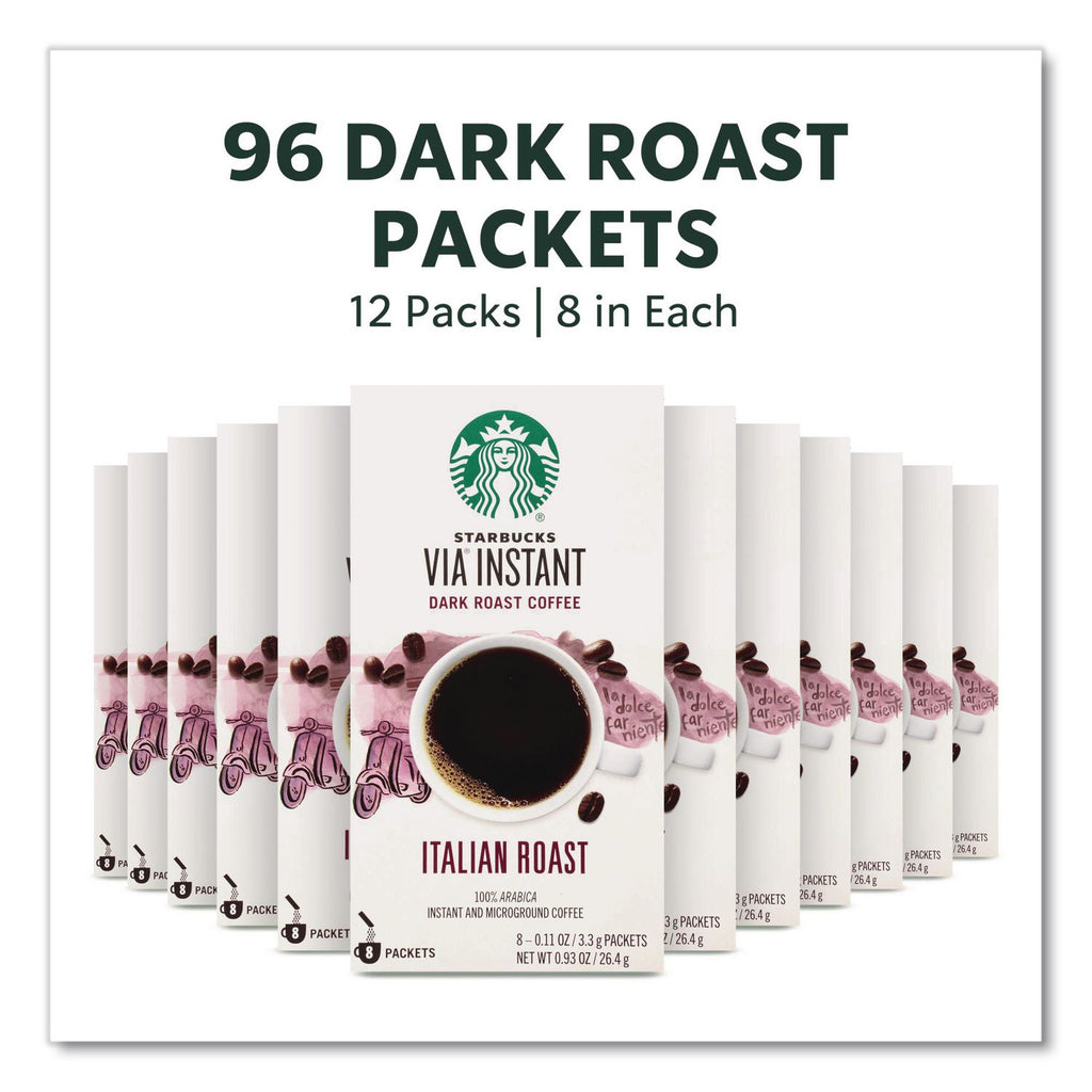 VIA Ready Brew Coffee, 0.11 oz, Italian Roast, 8 Packets/Bag, 12 Bags/Carton