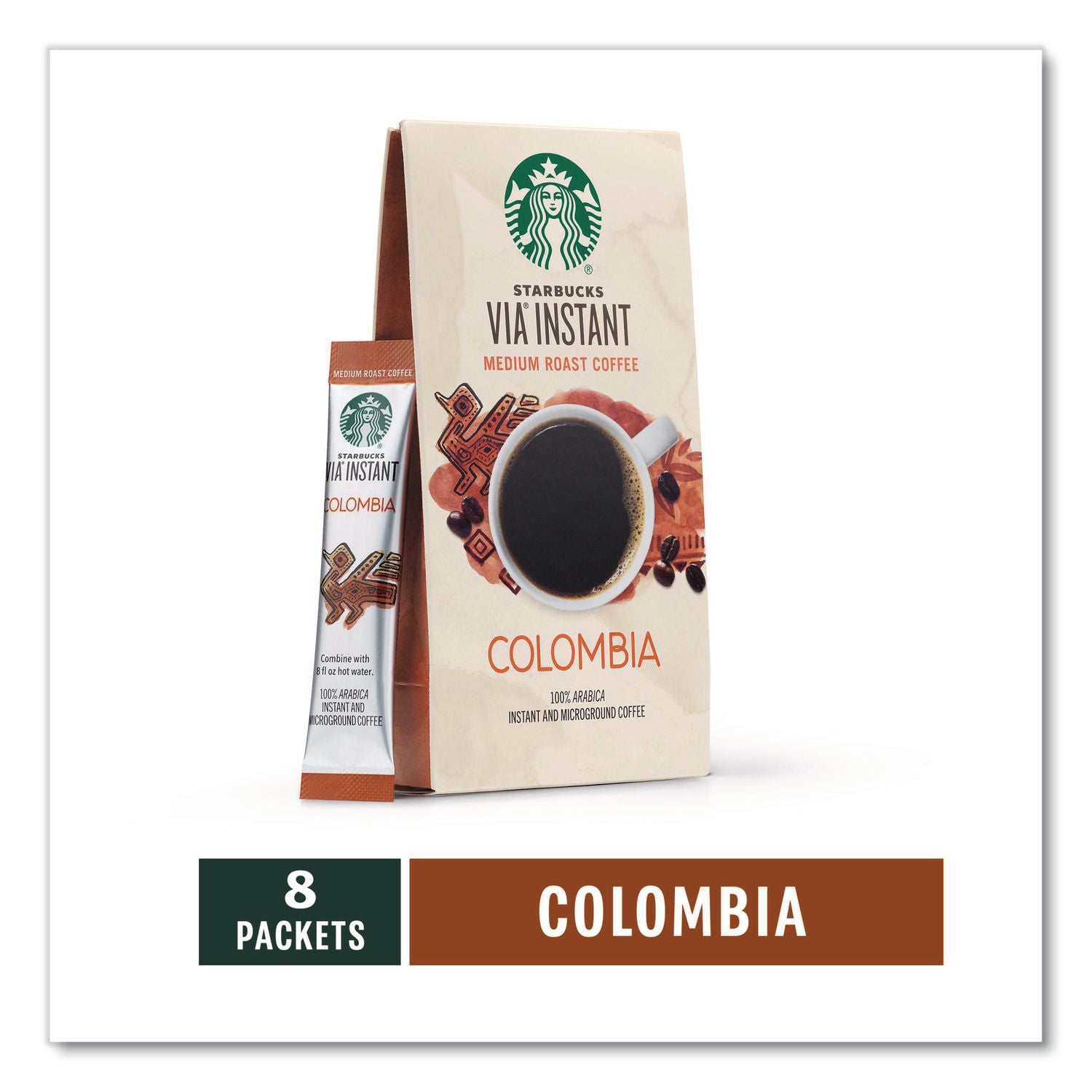 VIA Ready Brew Coffee, Colombia, 1.4 oz Packet, 8/Pack