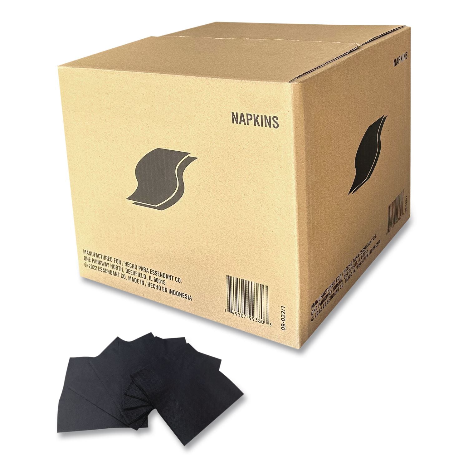Cocktail Napkins, 2-Ply, 9w x 4.5d, Black, 2,000/Carton