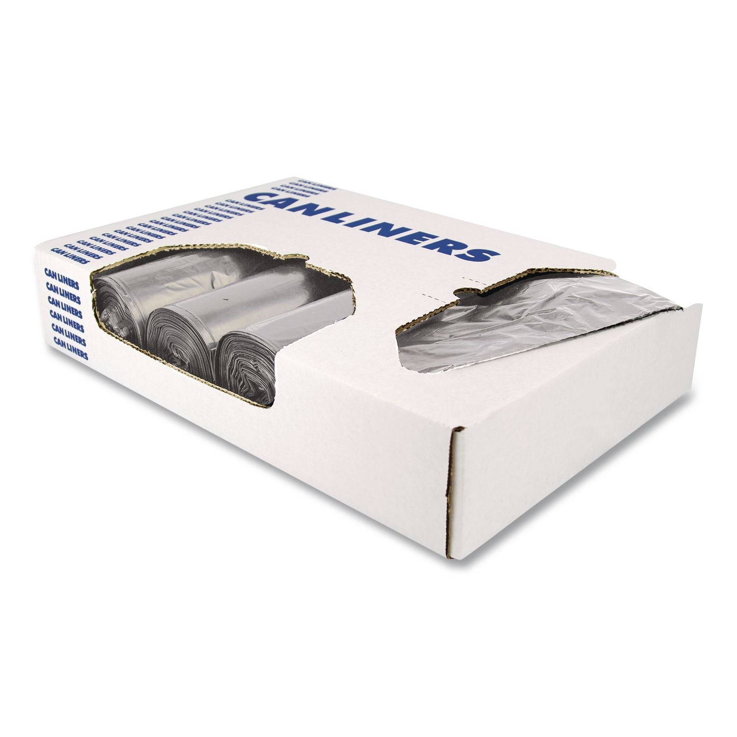 Linear Low-Density Can Liners, 45 gal, 1.7 mil, 39" x 46", Silver, 50/Carton