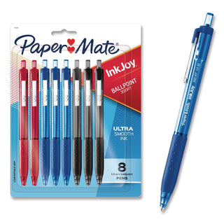 Paper Mate Inkjoy 300 RT Ballpoint Pens - 1 mm Pen Point Size - Retractable - Black, Red, Blue - Assorted Barrel - 8 / Pack