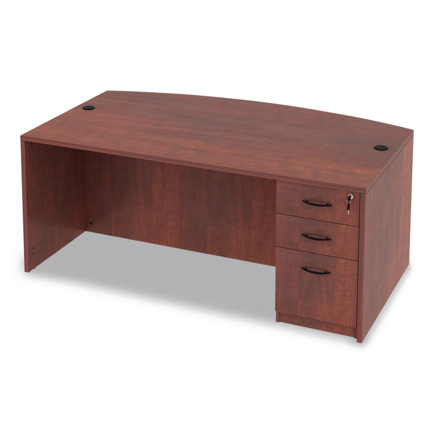 Alera Valencia Series Bow Front Desk Shell, 71" x 41.38" x 29.63", Medium Cherry