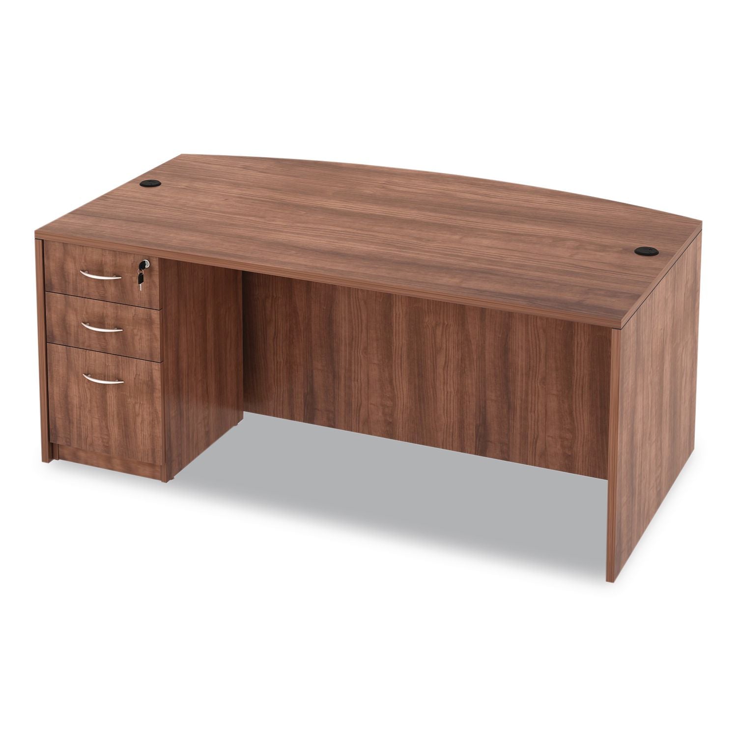 Alera Valencia Series Bow Front Desk Shell, 71" x 41.38" x 29.63", Modern Walnut