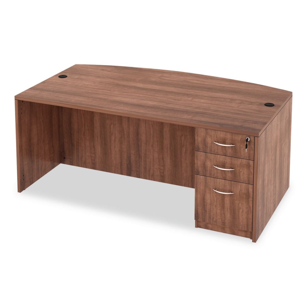 Alera Valencia Series Bow Front Desk Shell, 71" x 41.38" x 29.63", Modern Walnut