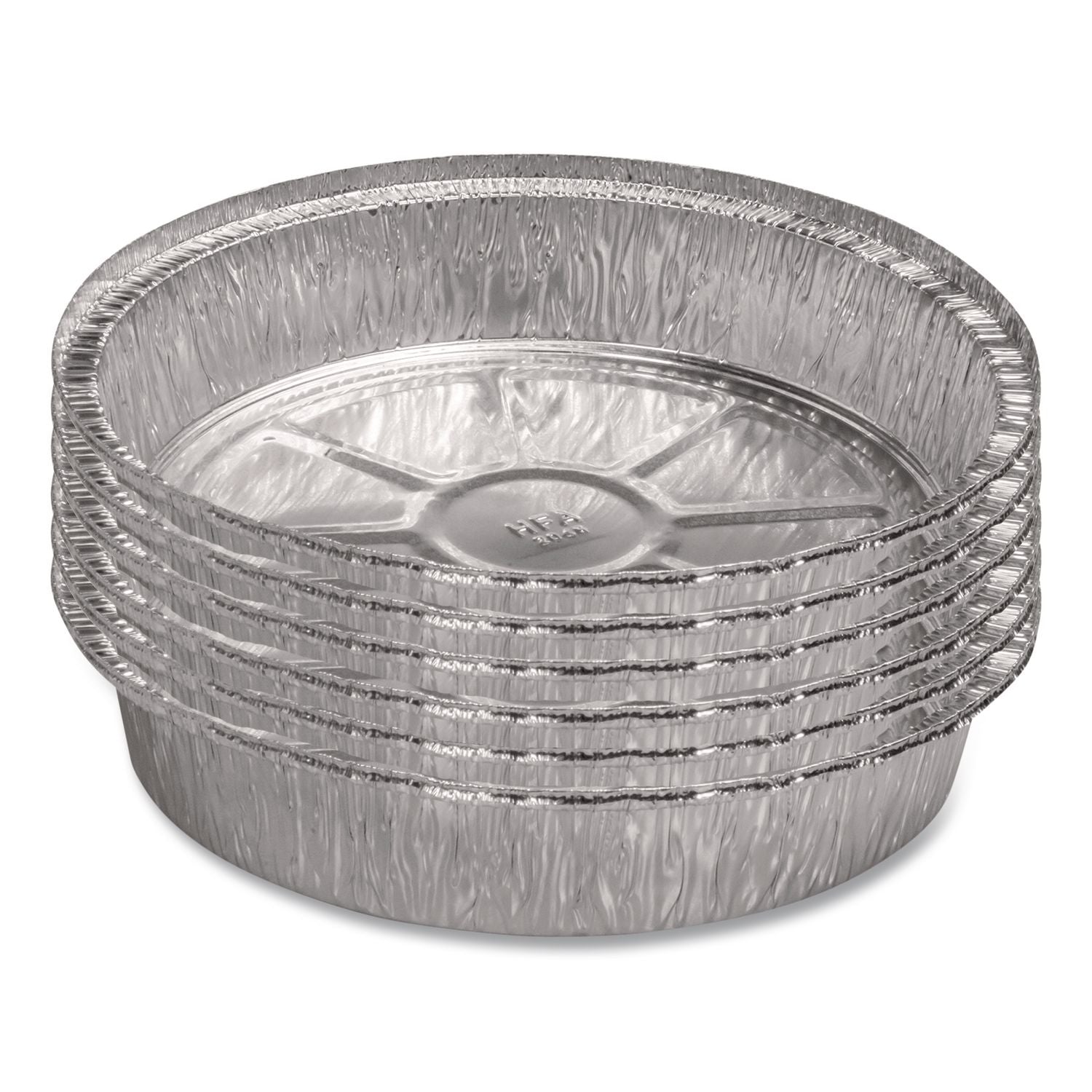 Round Aluminum Containers, 32 oz, 9.03" Diameter x 1.25"h, Silver, 500/Carton