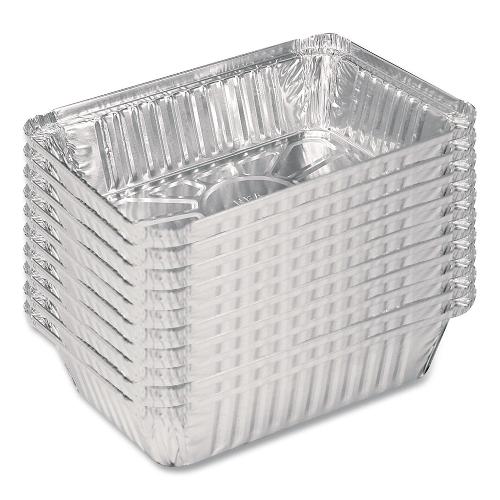 Aluminum Oblong Pan, Shallow, 1.5-lb Capacity, 6 x 8.59 x 1.25, Silver, 500/Carton