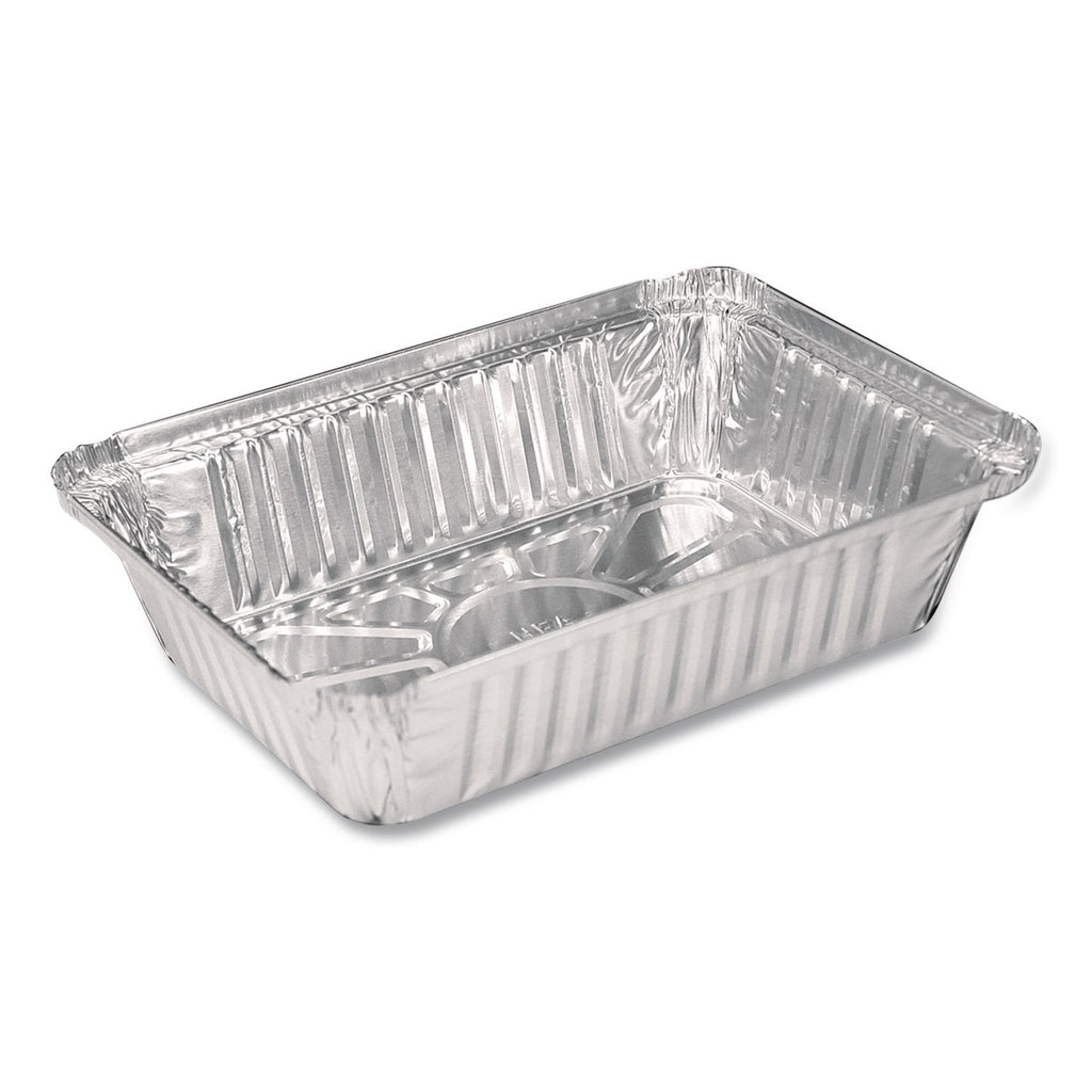 Aluminum Oblong Pan, Shallow, 1.5-lb Capacity, 6 x 8.59 x 1.25, Silver, 500/Carton