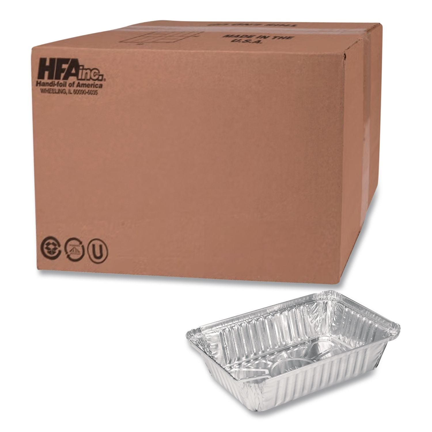 Aluminum Oblong Pan, Shallow, 1.5-lb Capacity, 6 x 8.59 x 1.25, Silver, 500/Carton