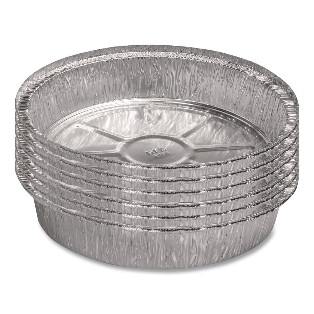 Round Aluminum Container, 37 oz, 8" Diameter, Silver, 500/Carton