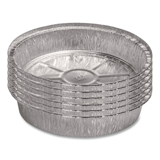 Round Aluminum Container, 37 oz, 8" Diameter, Silver, 500/Carton
