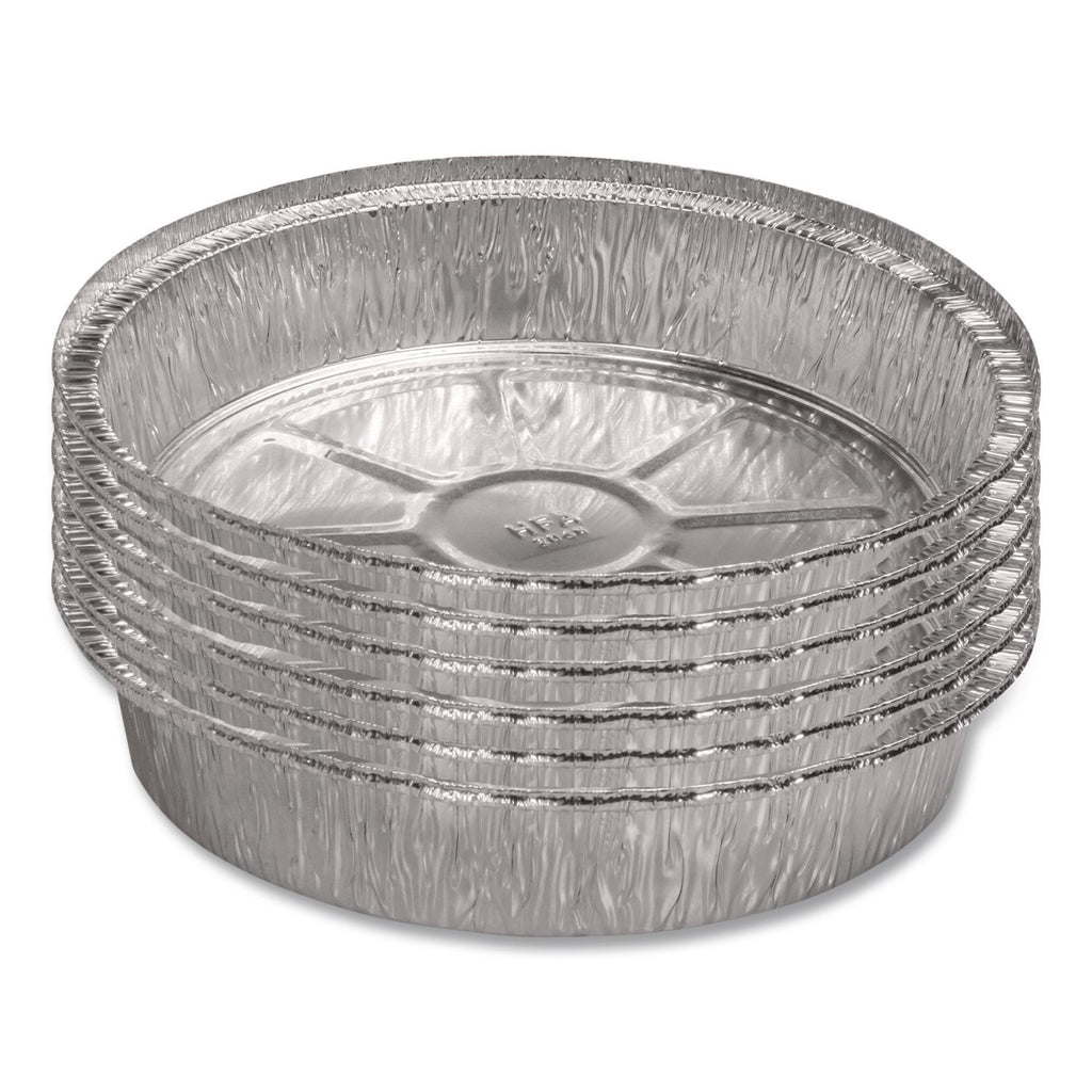 Round Aluminum Container, 24 oz, 7" Diameter, Silver, 500/Carton