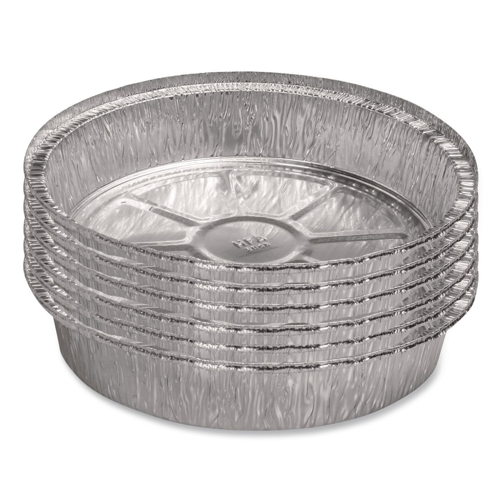 Round Aluminum Container, 48 oz, 9" Diameter, Silver, 500/Carton