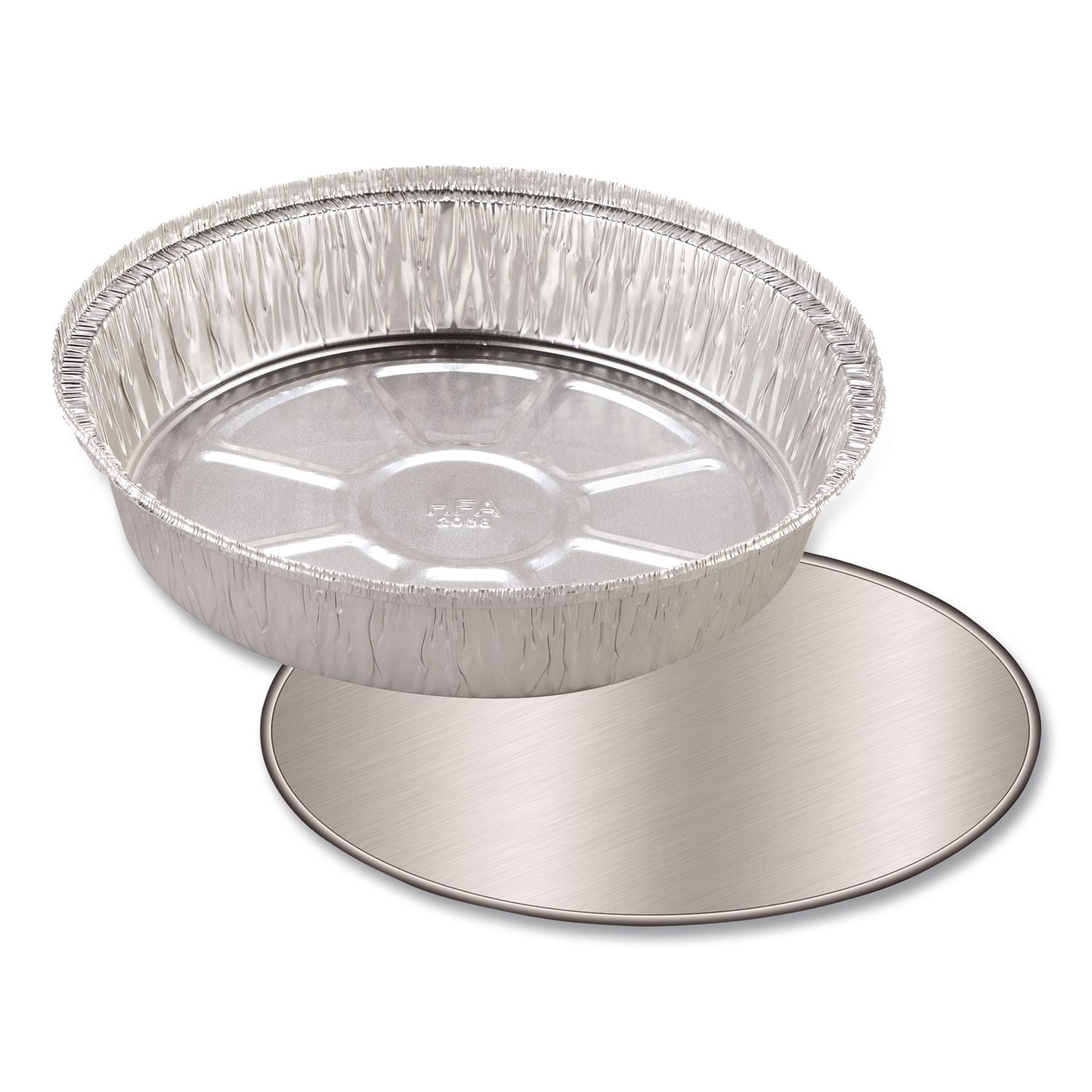 Round Aluminum Container, 48 oz, 9" Diameter, Silver, 500/Carton