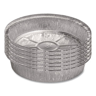 Round Aluminum Container with Lid, 48 oz, 9" Diameter x 1.66"h, Silver, 500/Carton