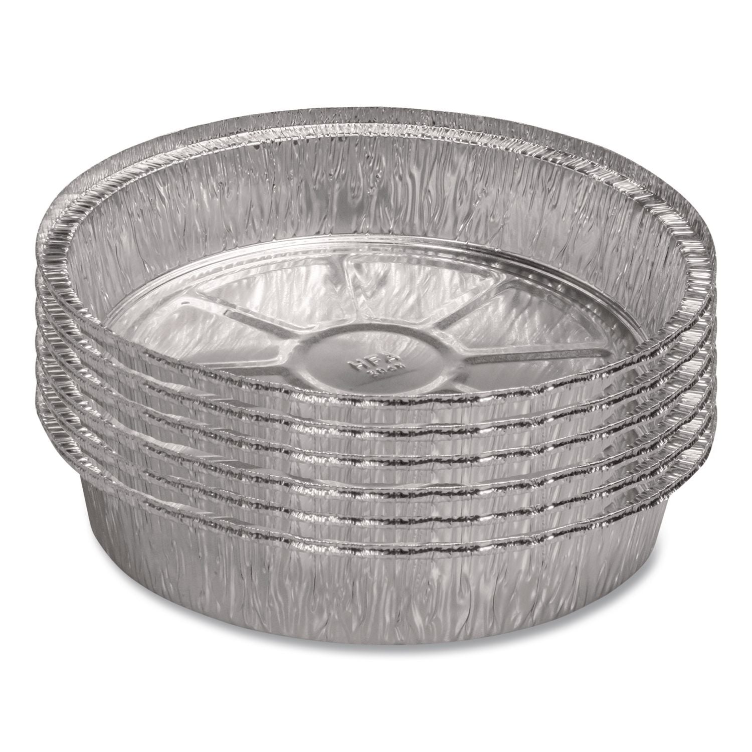 Round Aluminum Container with Lid, 48 oz, 9" Diameter x 1.66"h, Silver, 500/Carton