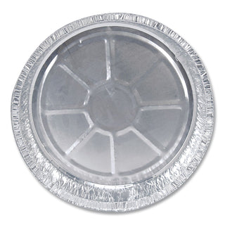 Round Aluminum Container with Lid, 48 oz, 9" Diameter x 1.66"h, Silver, 500/Carton