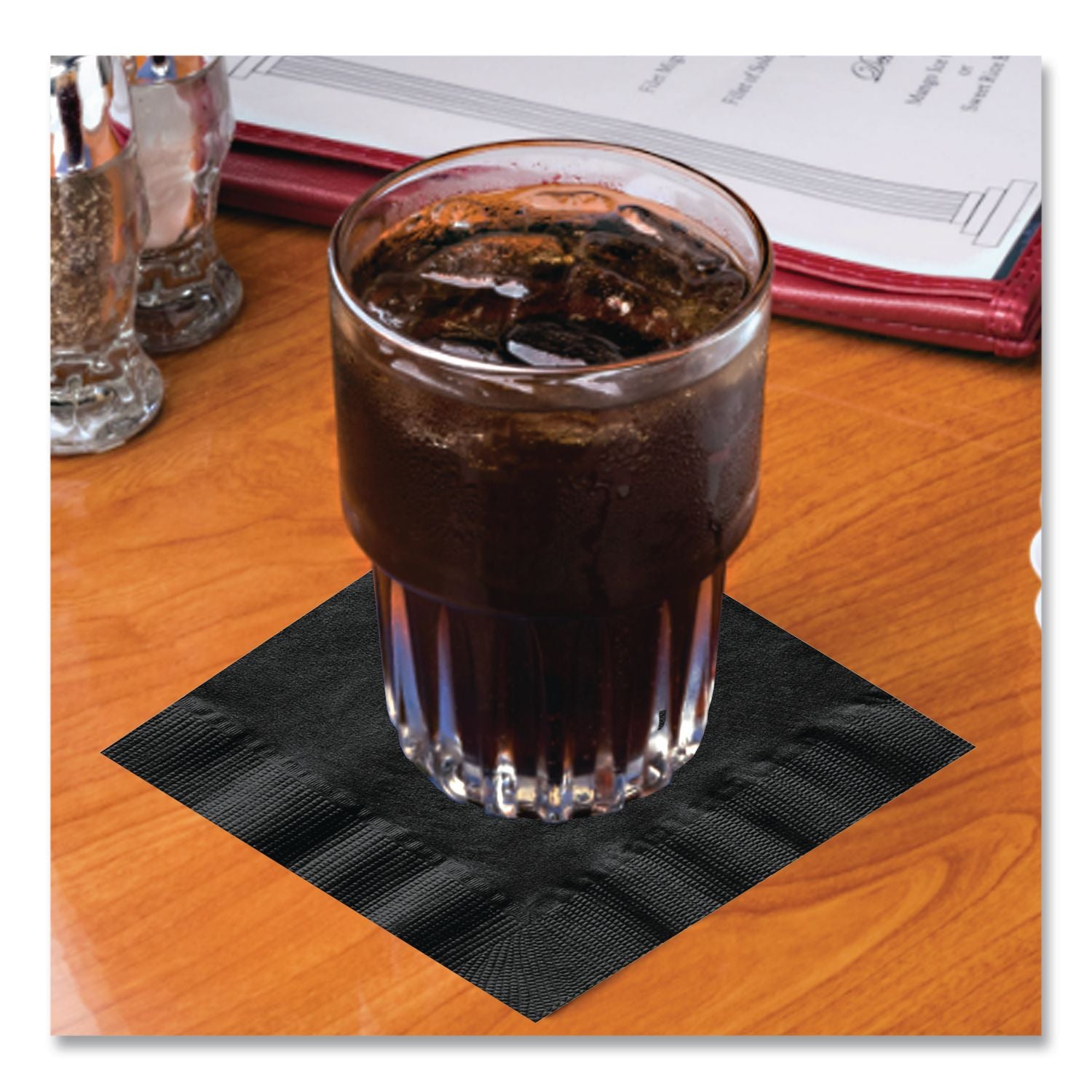 Beverage Napkins, 1-Ply, 10 x 10, Black, 1000/Carton