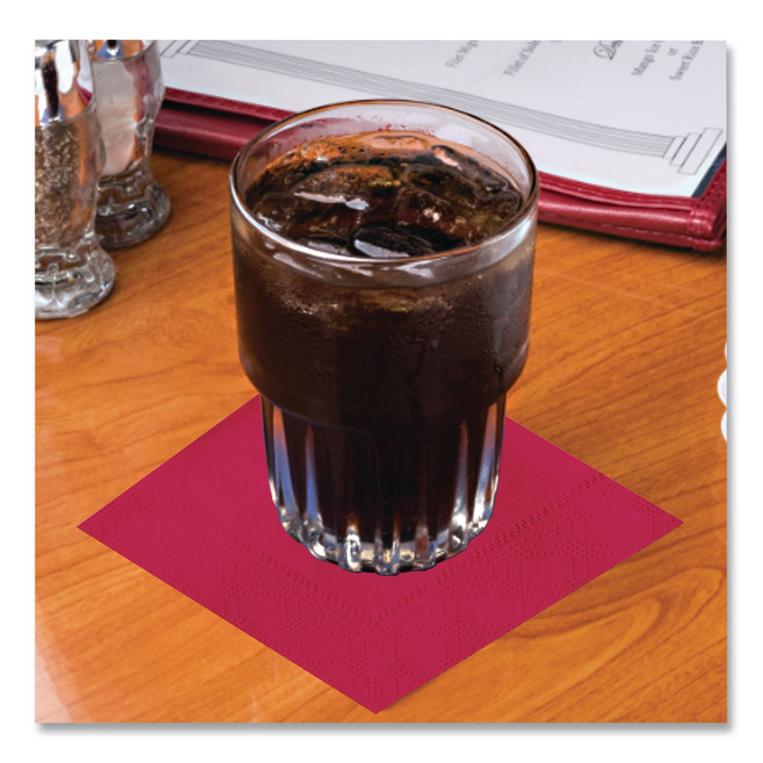 Beverage Napkins, 2-Ply, 9 1/2 x 9 1/2, Red, 1000/Carton