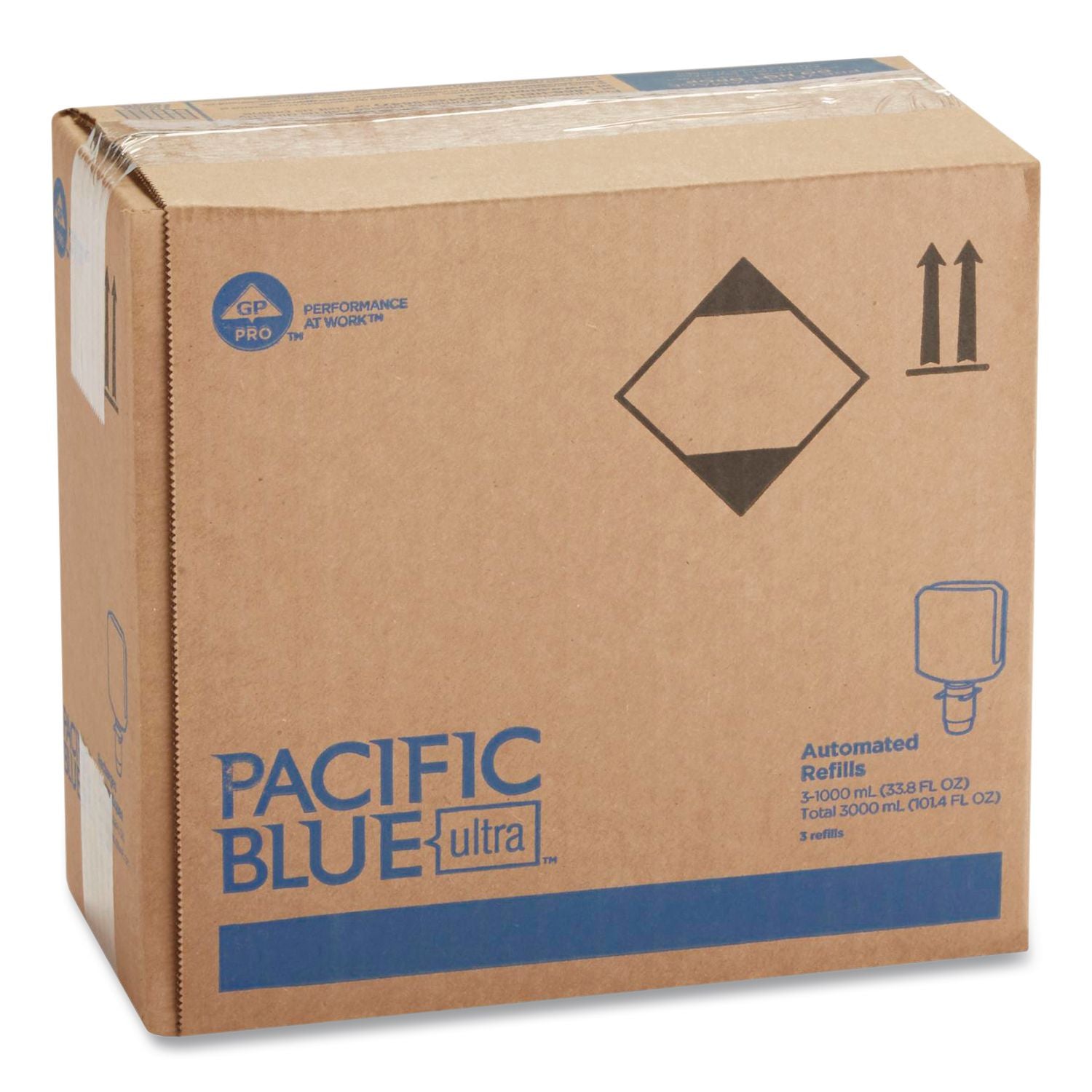 Pacific Blue Ultra Automated Sanitizer Dispenser Refill Foam Hand Sanitizer, 1,000 mL Bottle, Fragrance-Free, 3/Carton