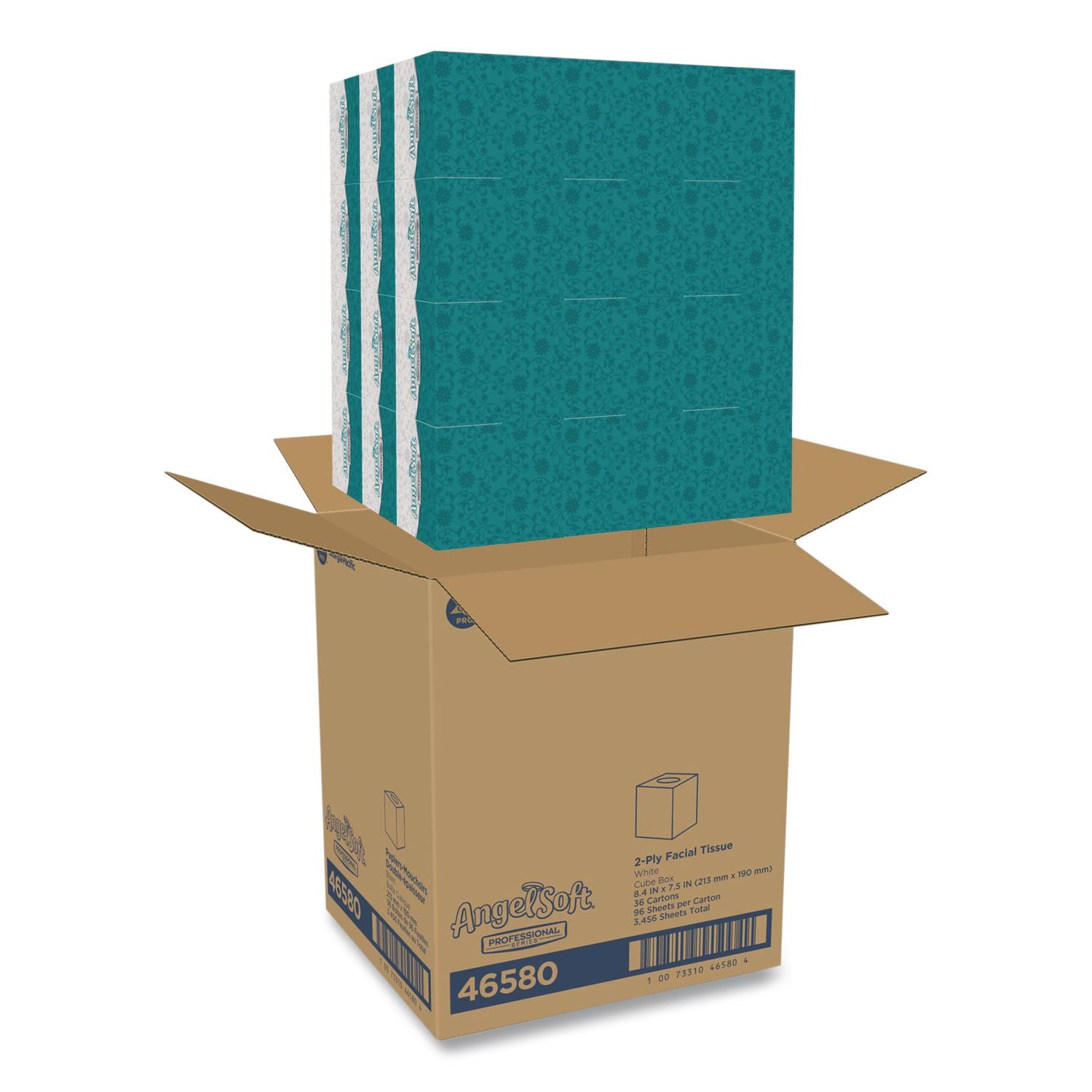 Premium Facial Tissue, 2-Ply, White, Cube Box, 96 Sheets/Box