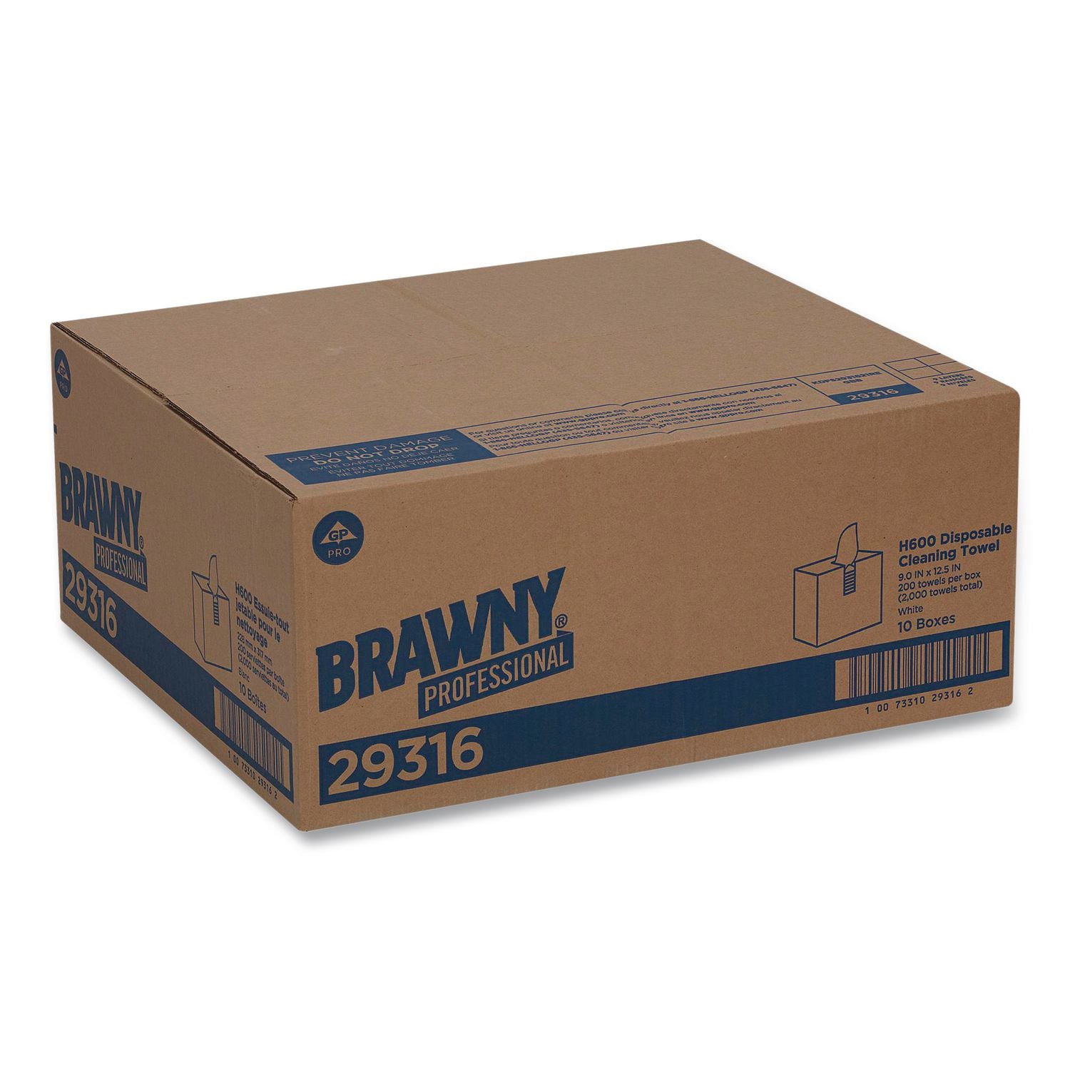 Lightweight Disposable Shop Towels, 9.1 x 12.5, White, 2,000/Carton