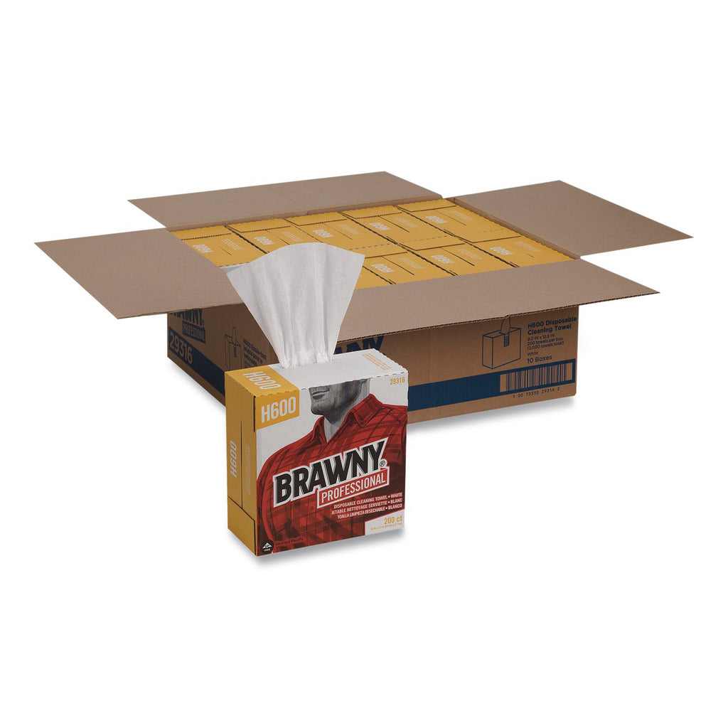 Lightweight Disposable Shop Towels, 9.1 x 12.5, White, 2,000/Carton