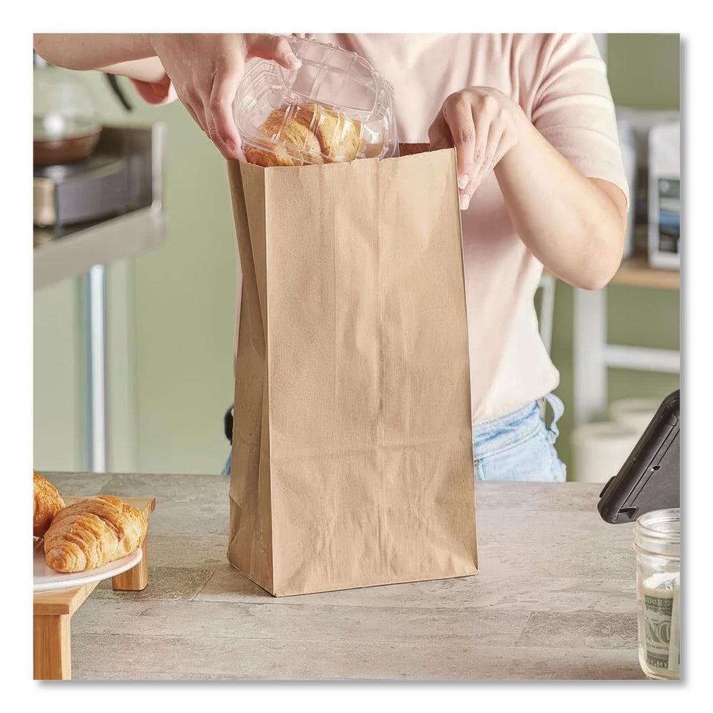 Grocery Paper Bags, #12, 7" x 4.38" x 13.75", Kraft, 500 Bags