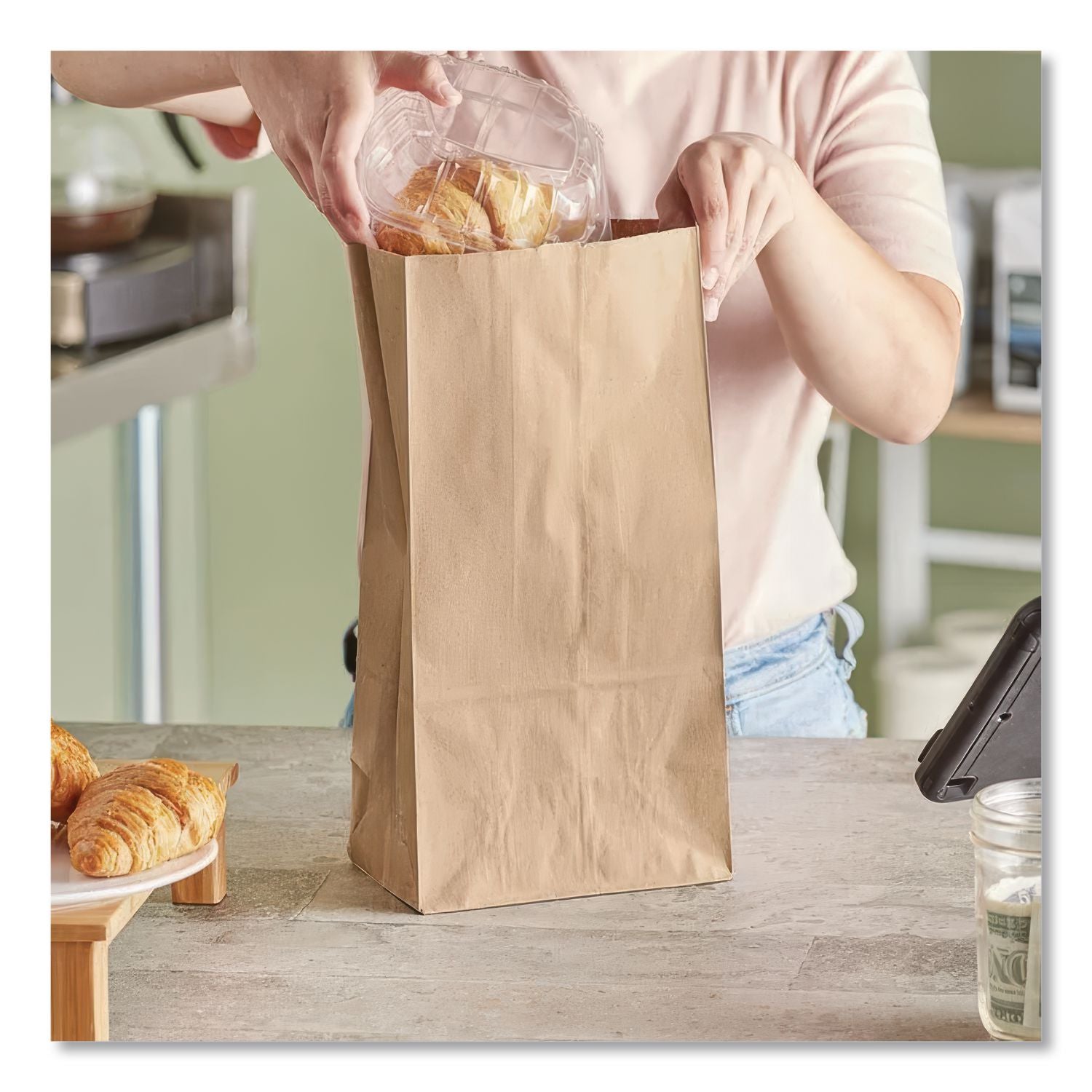 Grocery Paper Bags, #12, 7" x 4.38" x 13.75", Kraft, 500 Bags
