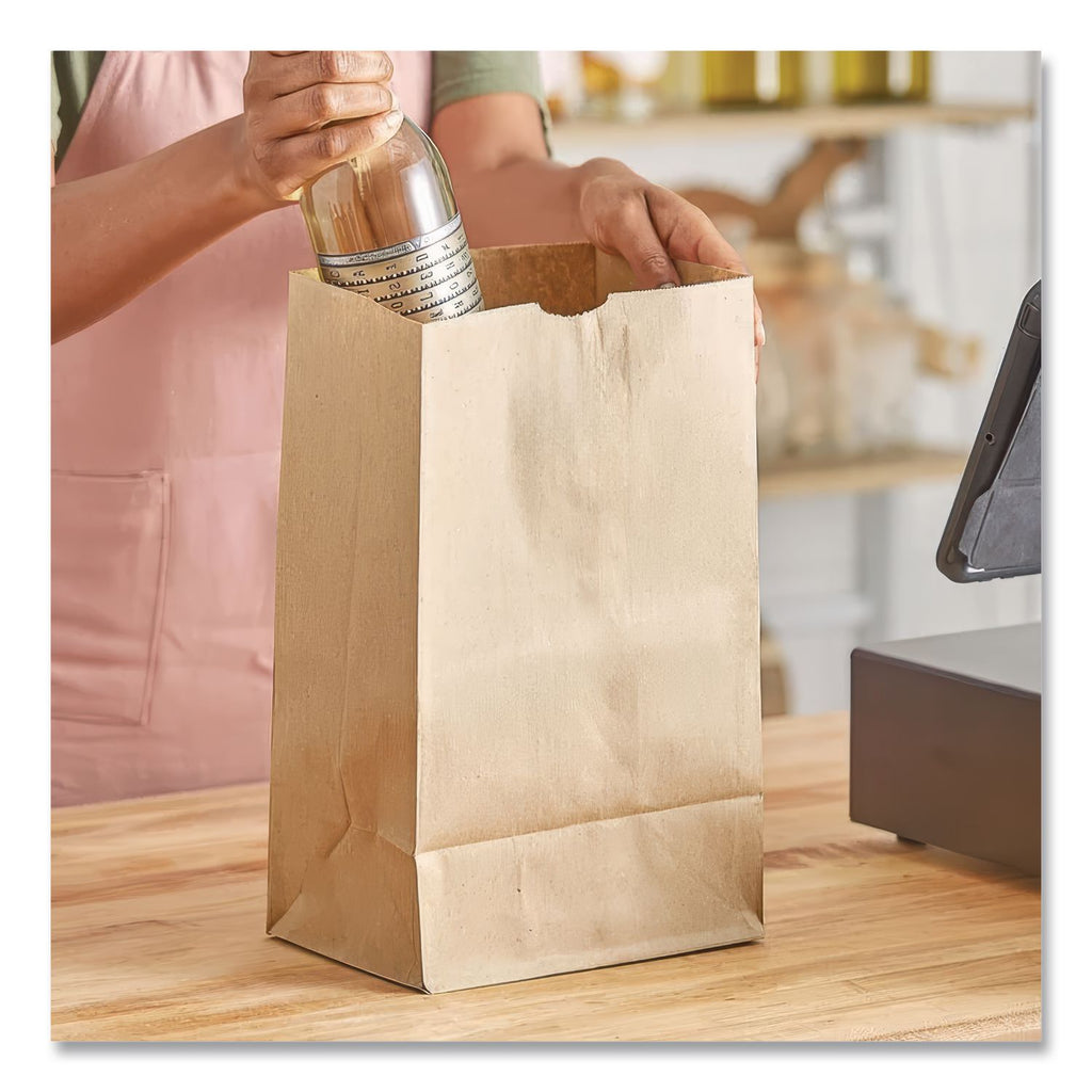 Grocery Paper Bags, 40 lb Capacity, #20 Squat, 8.25" x 5.94" x 13.38", Kraft, 500 Bags