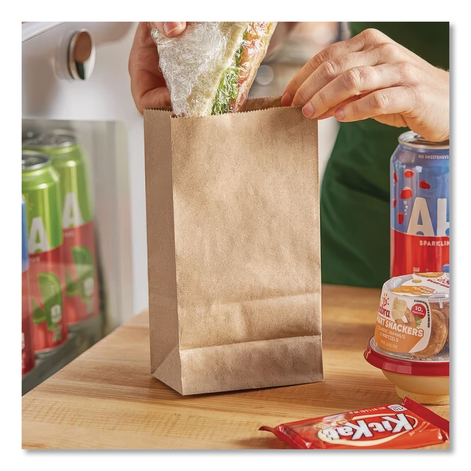 Grocery Paper Bags, 30 lb Capacity, #2, 4.31" x 2.44" x 7.88", Kraft, 500 Bags