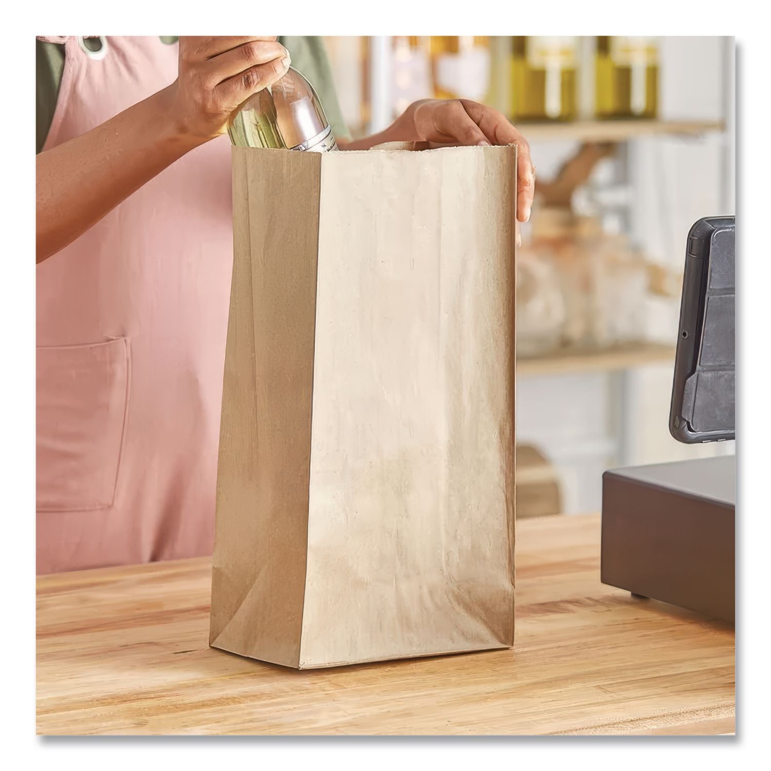 Grocery Paper Bags, #20, 8.25" x 5.94" x 16.13", Kraft, 500 Bags