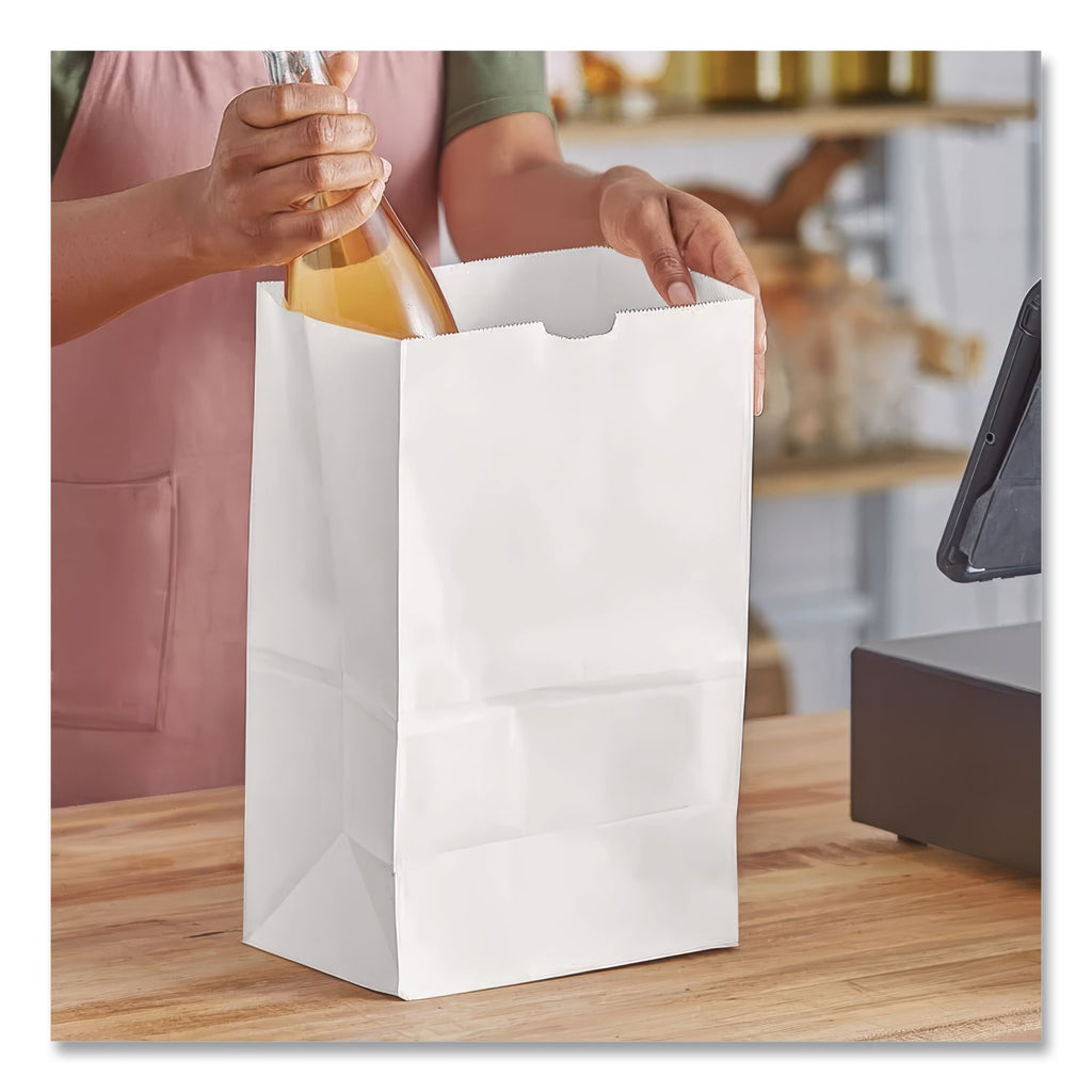 Grocery Paper Bags, 40 lb Capacity, #20 Squat, 8.25" x 5.94" x 13.38", White, 500 Bags