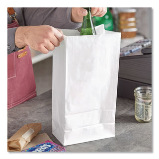 Grocery Paper Bags, 40 lb Capacity, #16, 7.75" x 4.81" x 16", White, 500 Bags