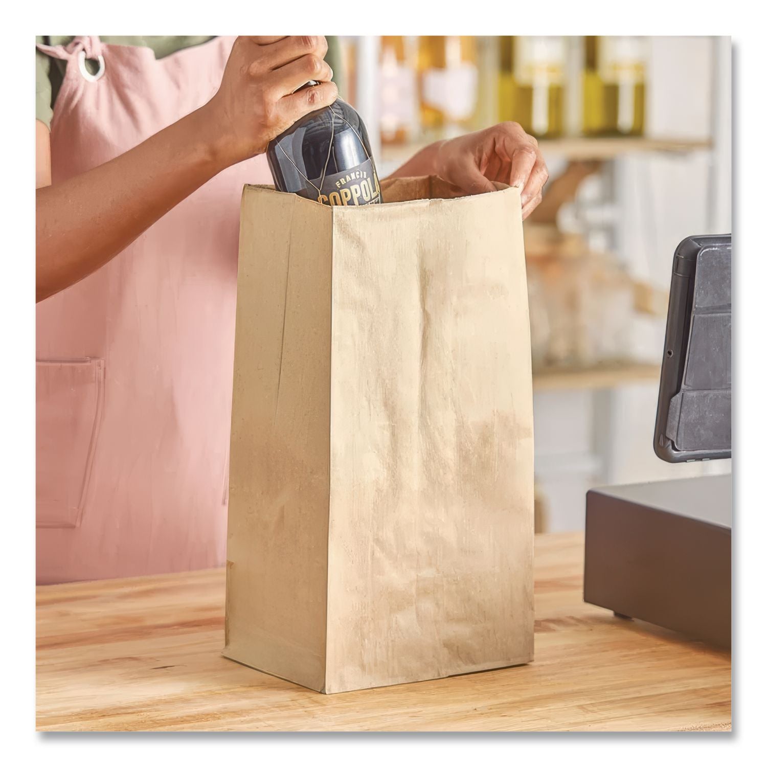 Grocery Paper Bags, 52 lb Capacity, #2, 4.06" x 2.68" x 8.12", Kraft, 250 Bags/Bundle, 2 Bundles