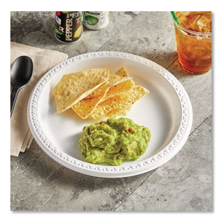 Heavyweight Plastic Plates, 9" dia, White, 125/Pack, 4 Packs/Carton