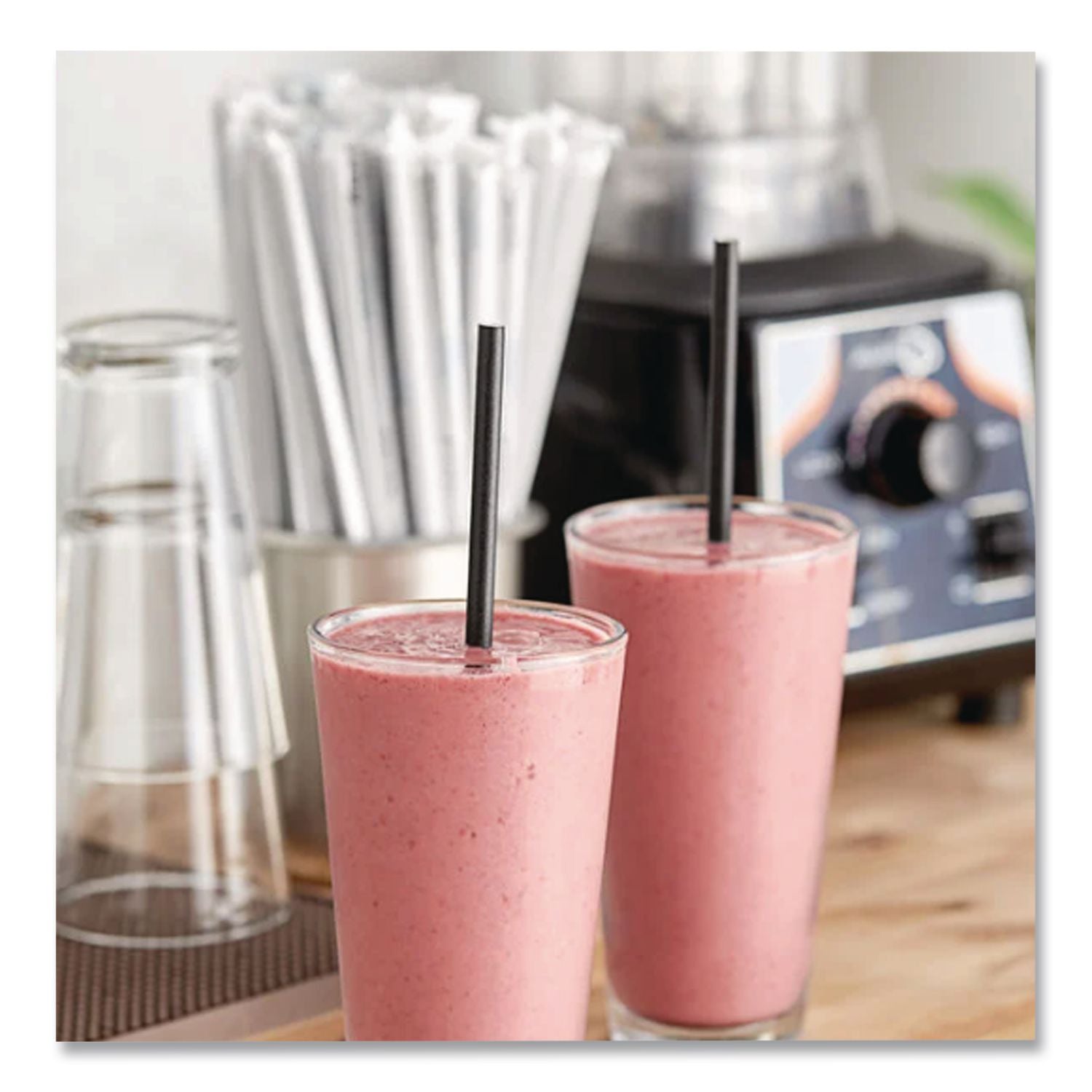 Aardvark Paper Straws, 5.75", Black, 3,200/Carton
