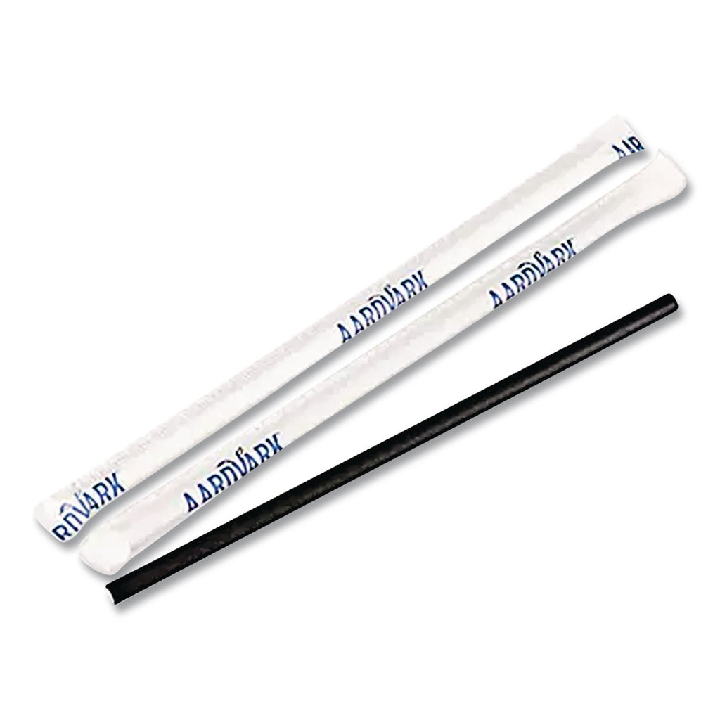 Aardvark Paper Straws, 5.75", Black, 3,200/Carton