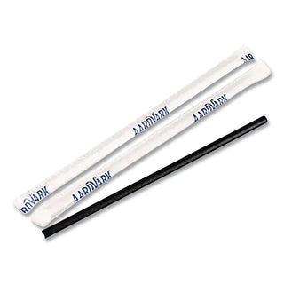 Aardvark Paper Straws, 5.75", Black, 3,200/Carton
