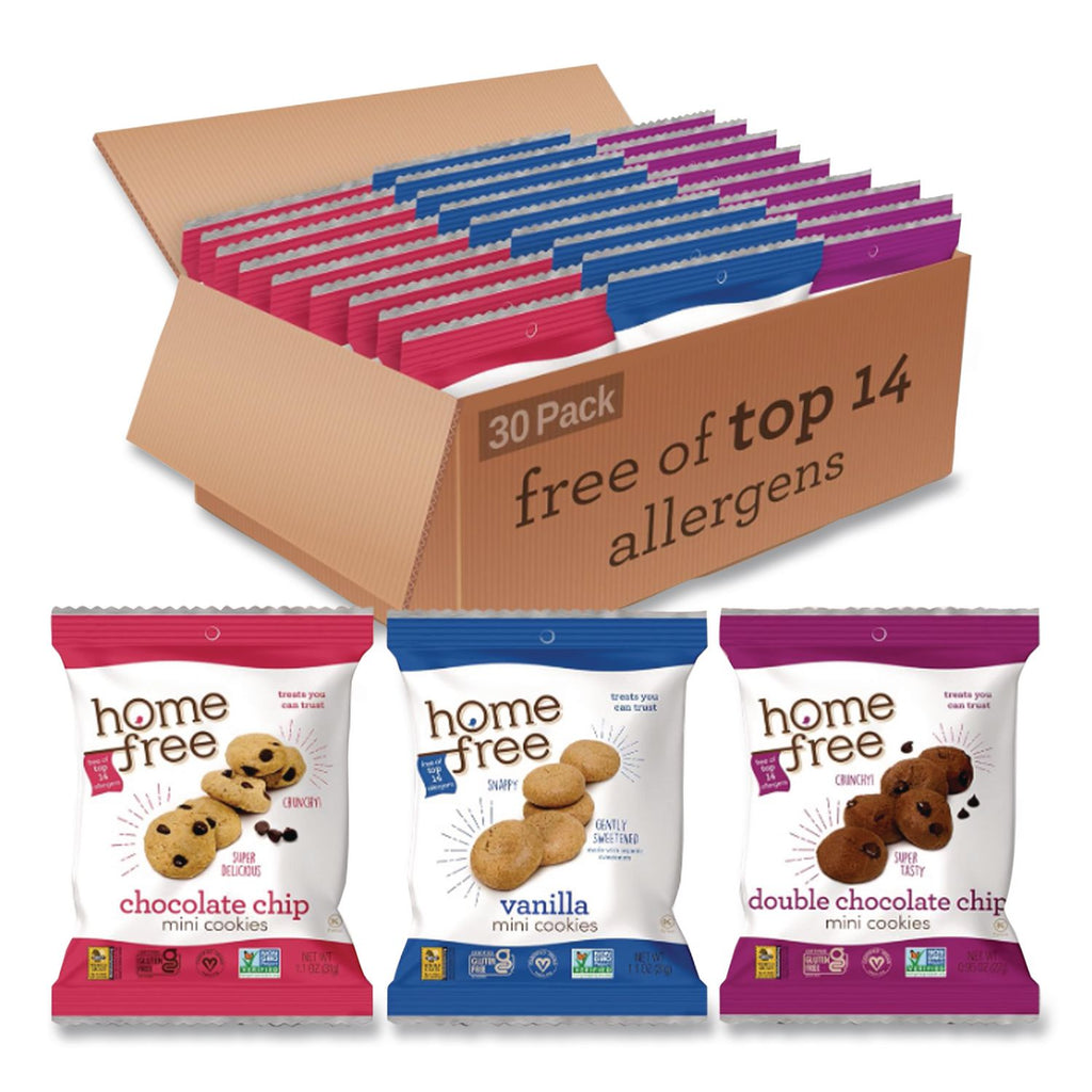 Gluten Free Mini Cookies Variety Pack, 1.1 oz/0.95 oz/1.1 oz Packs, 30/Carton