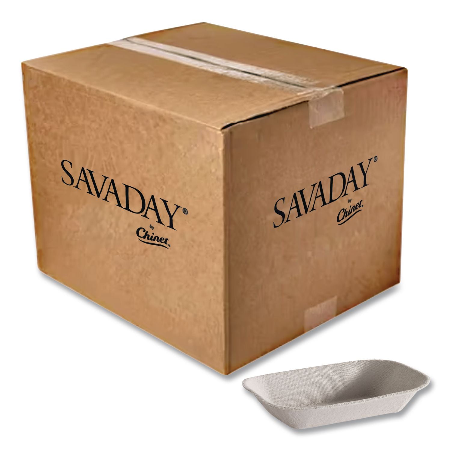 Savaday Molded Fiber Food Tray, 1-Compartment, 7 x 9, Beige, Paper, 250/Bag, 500/Carton