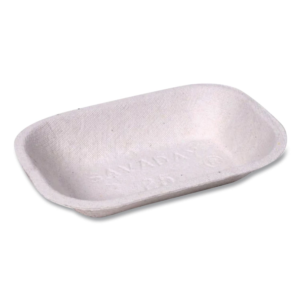 Savaday Molded Fiber Food Tray, 1-Compartment, 7 x 9, Beige, Paper, 250/Bag, 500/Carton