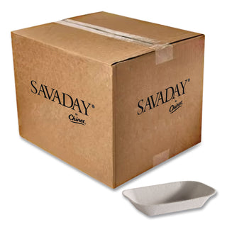 Savaday Molded Fiber Food Tray, 1-Compartment, 4 x 6, Beige, Paper, 250/Bag, 4 Bags/Carton