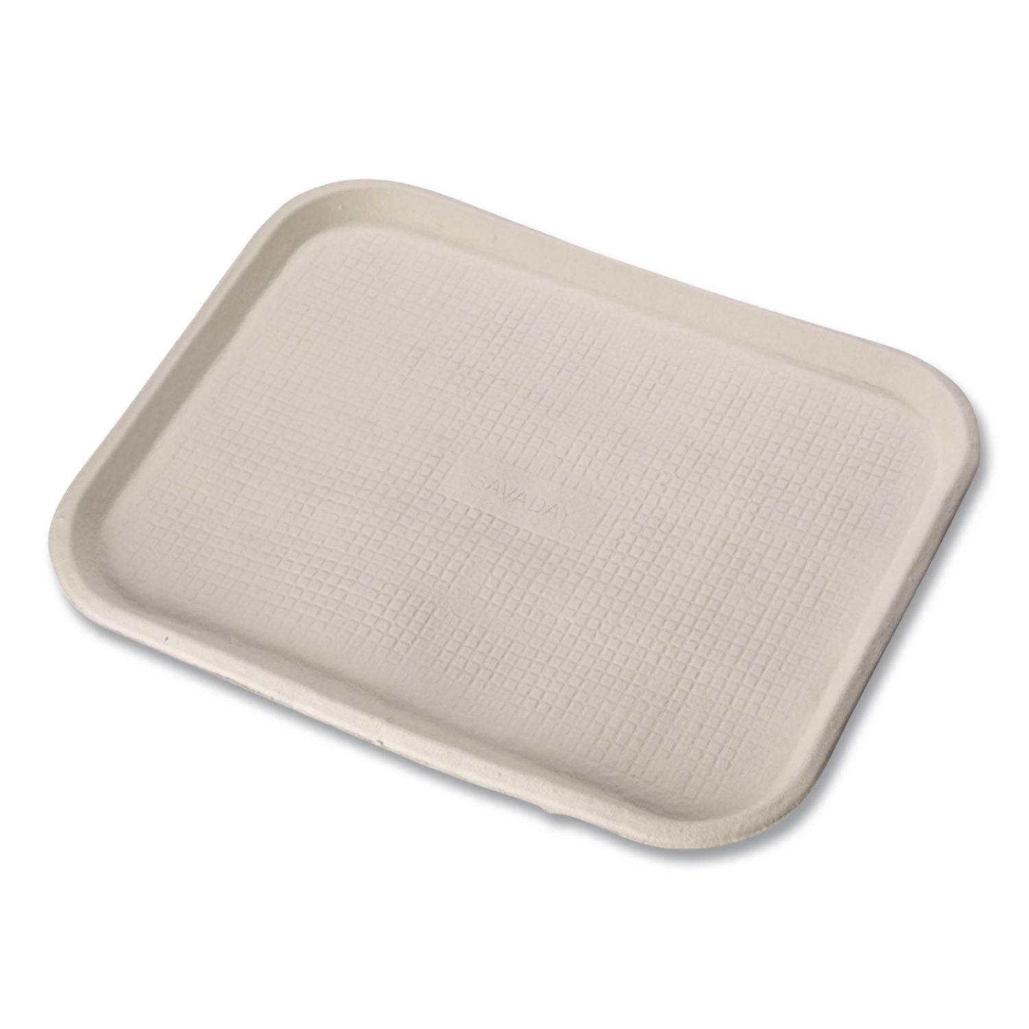 Savaday Molded Fiber Flat Food Tray, 1-Compartment, 16 x 12, White, Paper, 200/Carton