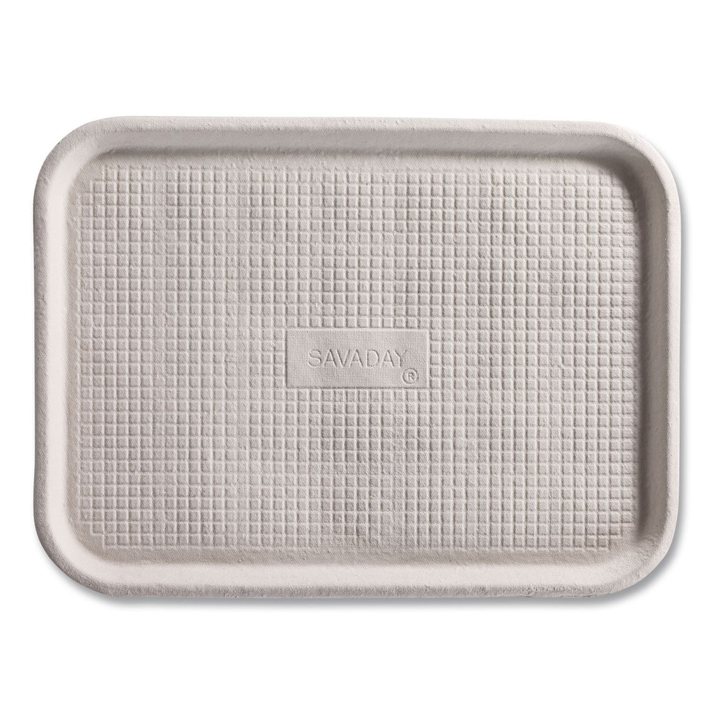 Savaday Molded Fiber Food Trays, 1-Compartment, 14 x 18, White, Paper, 100/Carton