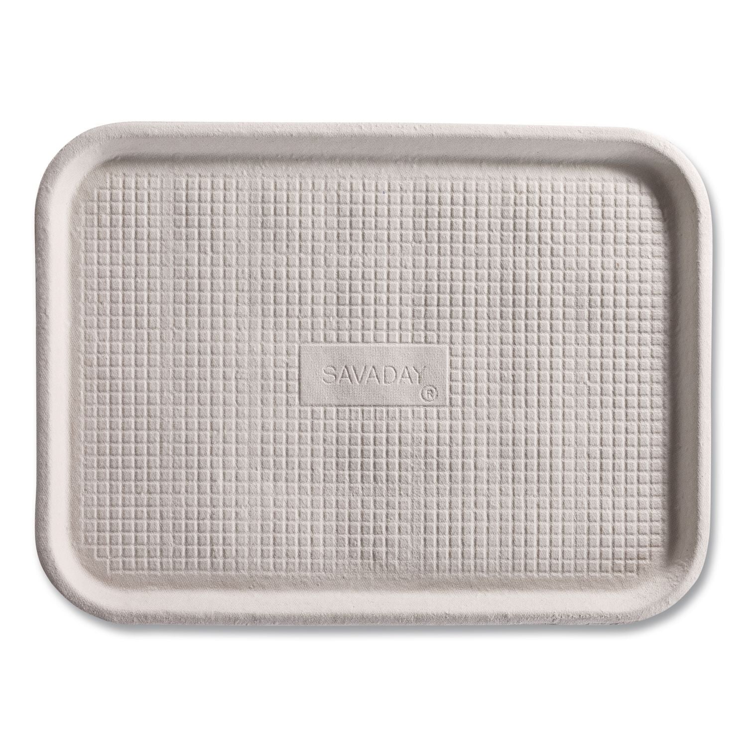 Savaday Molded Fiber Food Trays, 1-Compartment, 14 x 18, White, Paper, 100/Carton